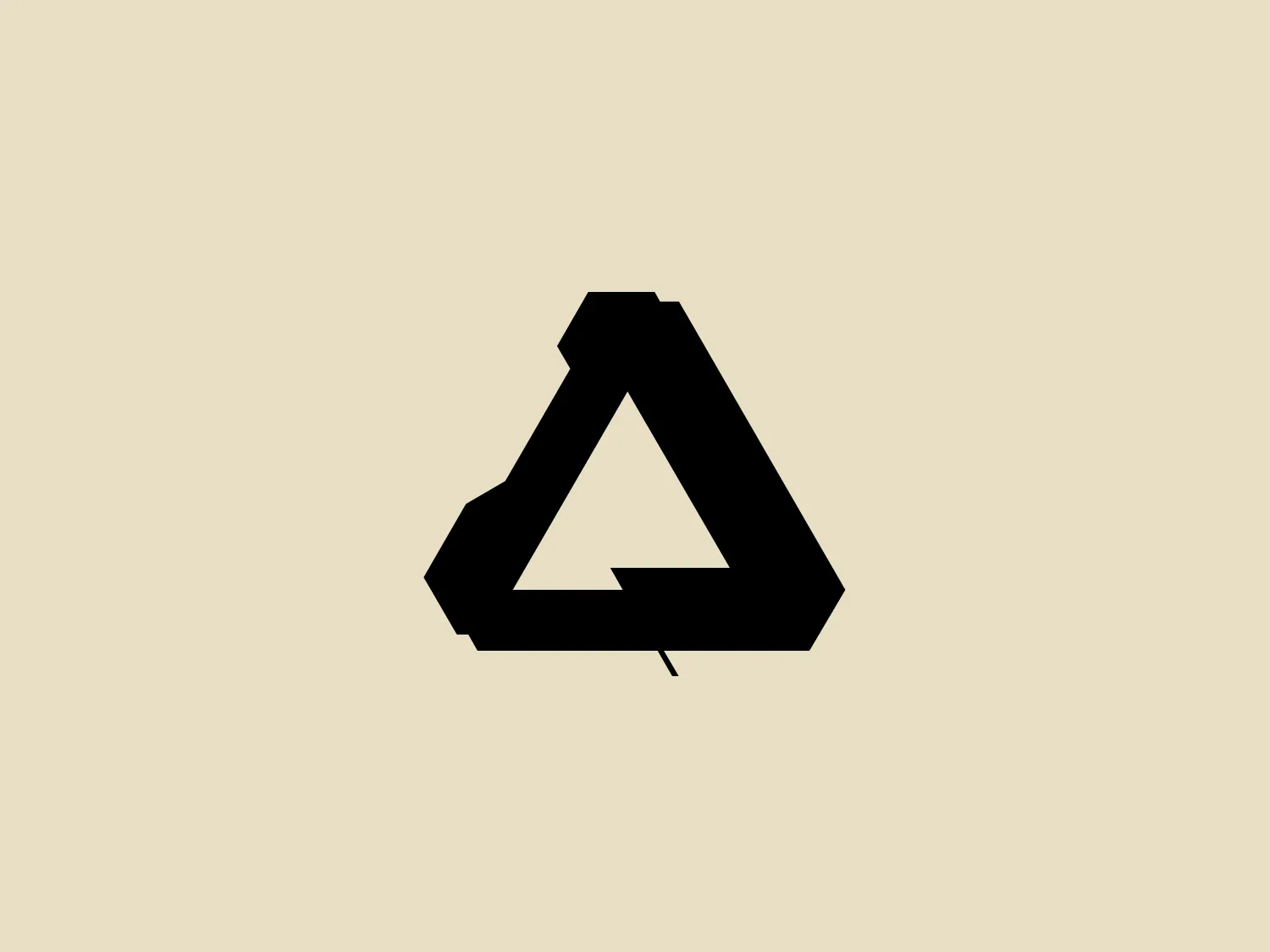 The Affinity logo showcases a bold, geometric design with a stylized triangle featuring a three-dimensional effect. Predominantly black, it gives the impression of depth and perspective, as one edge of the triangle appears to fold over the other, creating a layered look. The sharp and clean lines suggest a modern and professional aesthetic, making it stand out effectively against a lighter background that complements its simplicity without competing for attention.