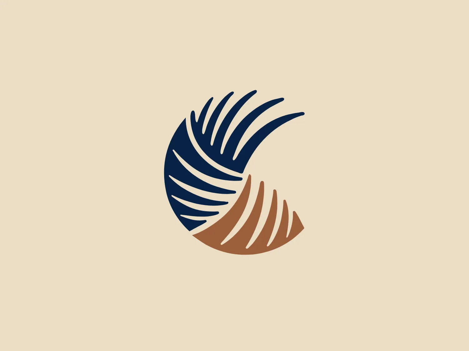 The logo for CancerCare Manitoba features an abstract design resembling a dynamic swirl or vortex, composed of layered arcs that transition from a deep navy blue to a muted gold color. The arcs are arranged in a circular pattern giving the illusion of movement and depth. The overall aesthetic is sleek and modern with a gradient transition providing a 3D effect. The contrasting colors imply a sense of balance and harmony.