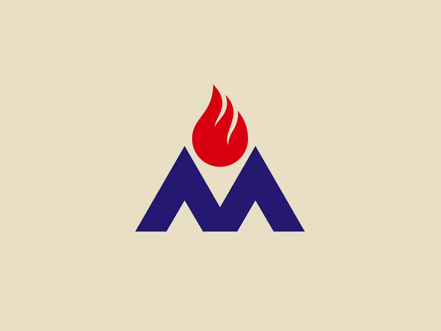 The logo consists of a stylized, uppercase letter "M" with a bold, geometric design. Its color is a deep blue and is flanked by two symmetrical triangles that form the "M" shape. Atop the central peak rests a red flame-like element with three wavy ends, suggesting energy or heat. The overall design aesthetic is modern and dynamic, with the use of primary colors creating strong contrast and visibility. The use of simple geometric shapes and the flame element suggest a company identity related to power, energy, or heating. This logo represents Metalec Bitola.