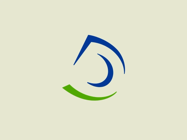 The Domtar logo showcases a stylized, abstract shape that hints at motion and transformation. It is comprised of three sweeping elements in varying shades of blue and vibrant green, promoting harmony and growth. The upper part, in a deeper blue, forms an incomplete circle with a dynamic tail, while the neighboring lighter blue element mirrors this form in reverse. Below, a curved green line adds an organic touch and balances the composition. With its smooth lines and bold color contrasts, the logo exudes a modern, clean aesthetic, emphasizing its adaptability and focus on form.