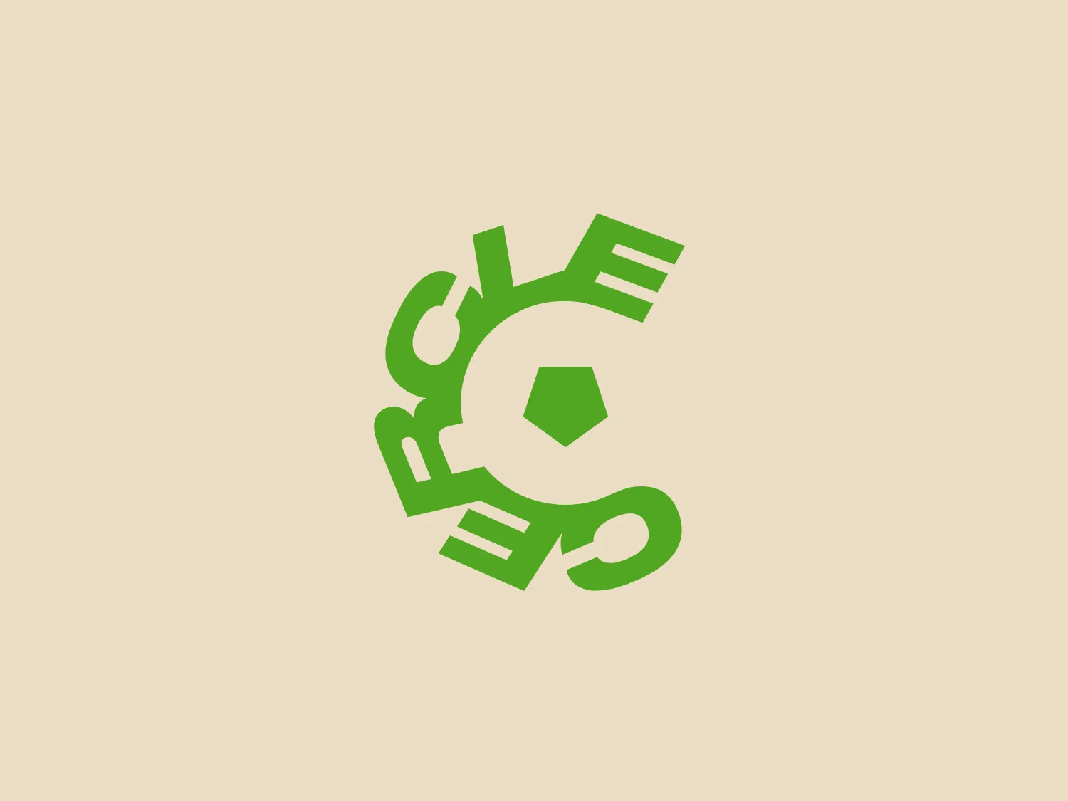 The Cercle Brugge KSV logo features an abstract design with various interconnected geometric shapes. The main color is a vibrant green, symbolizing growth, freshness, or eco-friendliness. The design includes circular forms, a central hexagon, and dynamic straight lines. It has a modern and clean feel, utilizing negative space to suggest circular motion around the hexagon, creating a balanced and harmonious composition that implies stability and innovation.