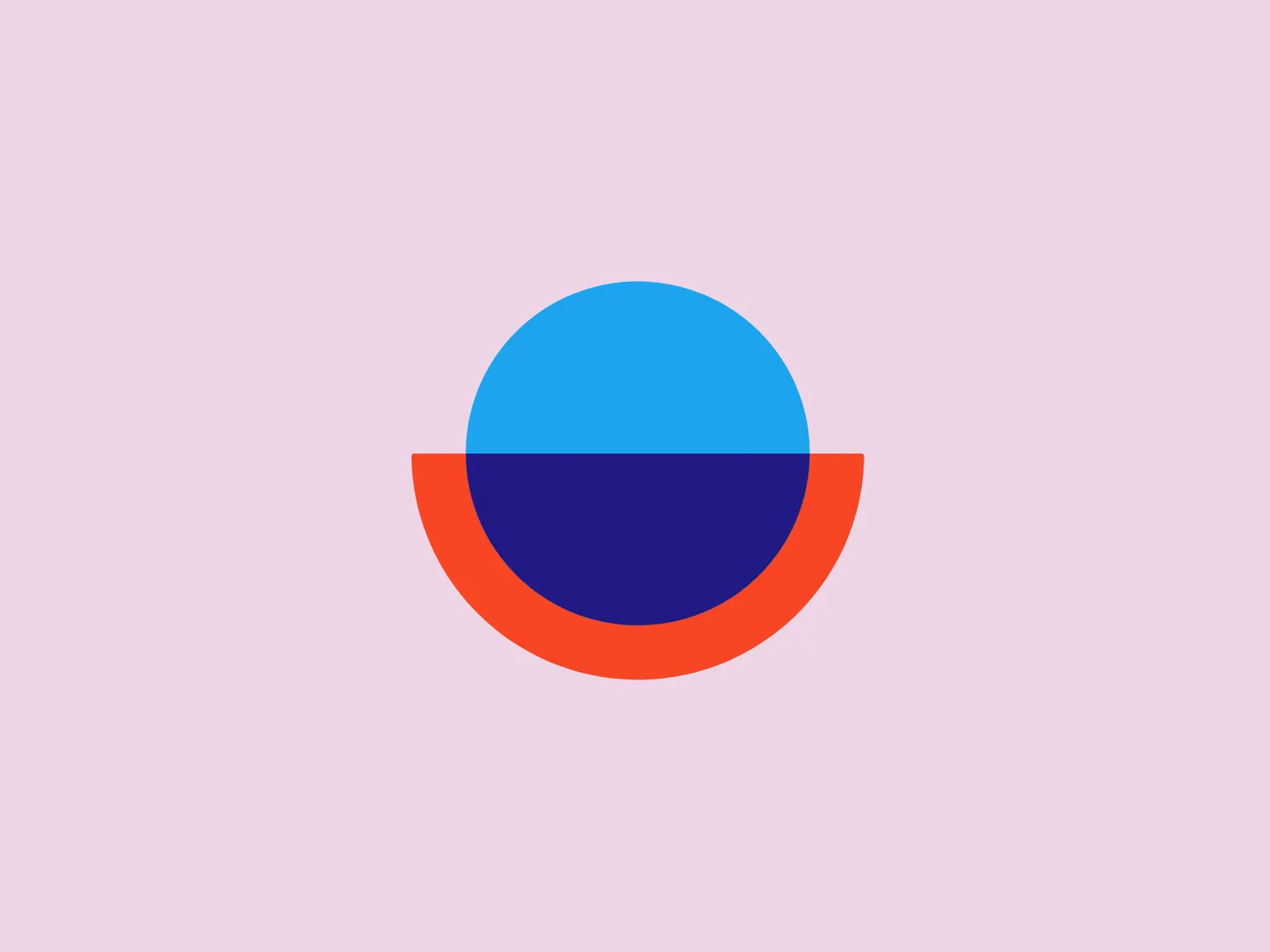 The logo features a stylized circle with a flat base, creating a semi-circular appearance. The top half of the circle is a rich, saturated blue, while the bottom half is a bold, contrasting orange. This design is set against a clean, white background, suggesting a minimalistic and contemporary aesthetic. The use of complementary colors and simple shapes gives the Overflow logo a balanced and eye-catching look, while the flat-bottomed circle could imply stability or a foundation.