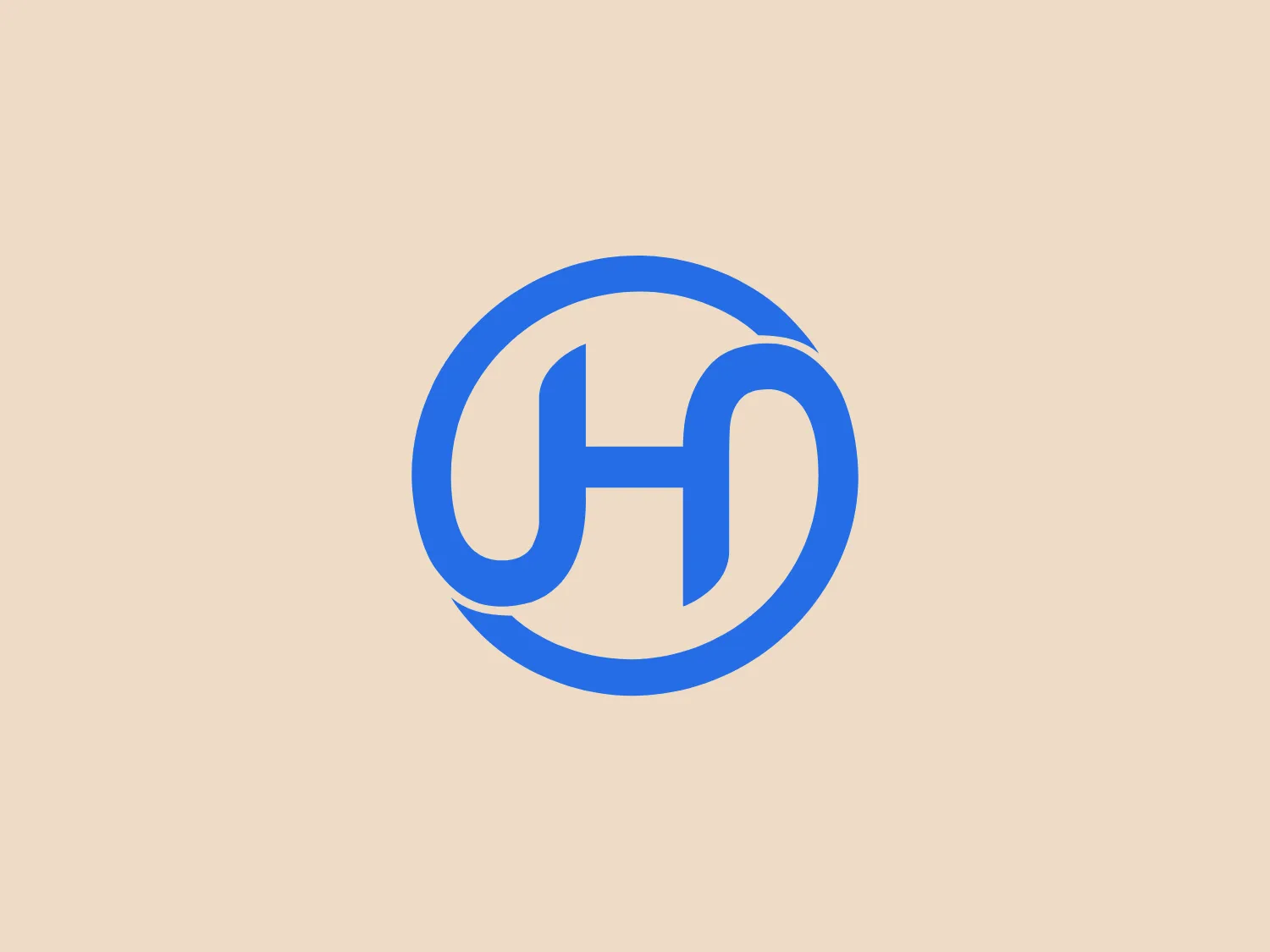 This image features a stylized logo consisting of two letters, "C" and "H", intricately interwoven. The "C" is formed by a circular shape while the "H" fits perfectly inside it, sharing one of its vertical strokes with the curve of the "C". The design is sleek, modern, and uses a bold shade of blue that stands out with clean lines against a minimalistic background. The use of negative space between the characters adds depth and sophistication to the design. The logo exudes a professional and contemporary feel, suitable for a corporate or tech-oriented identity.