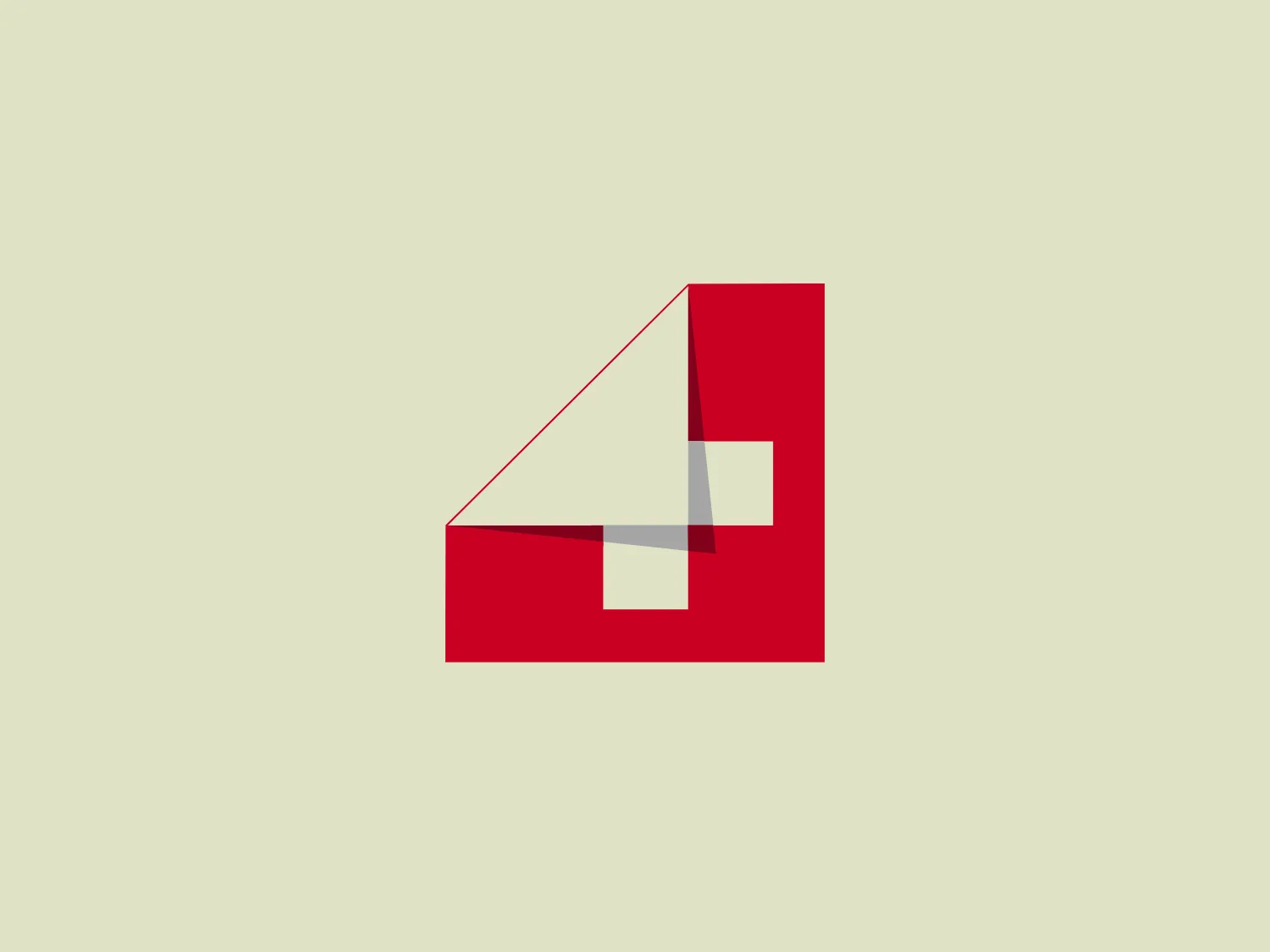 The Agence Web 4 logo features a modern, geometric design with a bold red backdrop. At the center is a stylistic white triangle that appears to be cut out from the structure, creating an abstract negative space design. The triangle's tip points to the upper left, conveying dynamism and forward motion. Two smaller shaded triangles overlap the larger white one, introducing depth and a sense of layering. The logo exudes simplicity, using minimal elements to create a striking and easily recognizable symbol.
