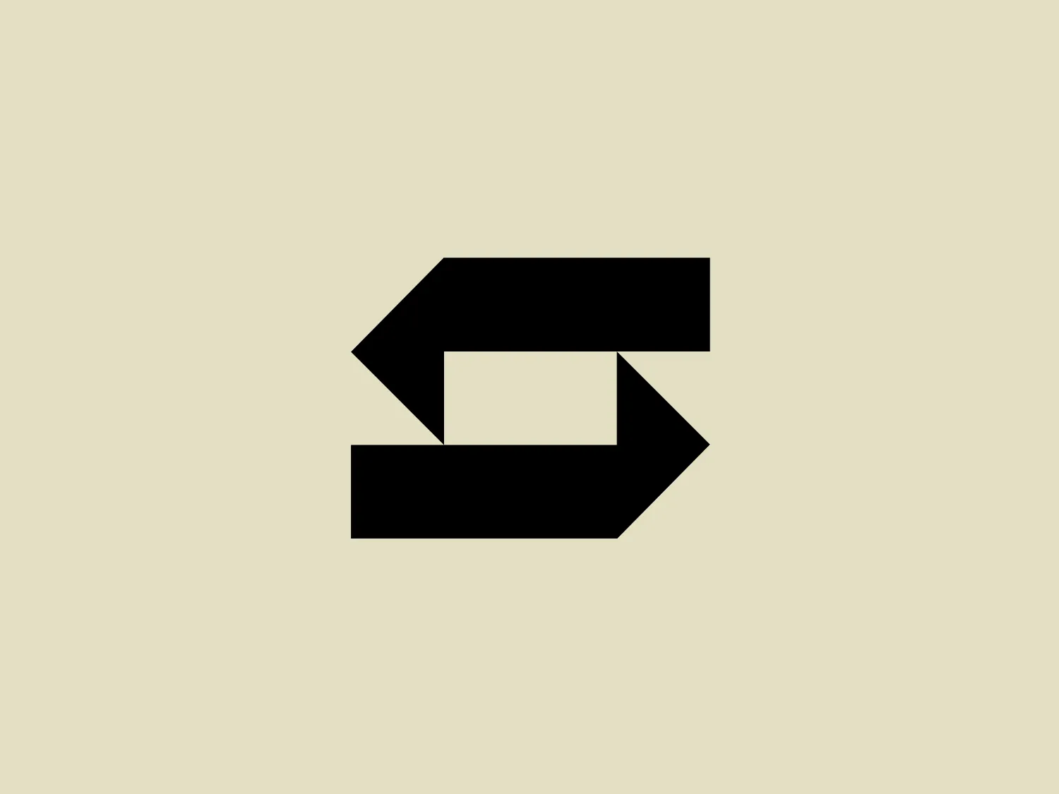 The Silesia Film logo features a bold geometric design consisting of two interlocking shapes that resemble arrows or chevrons pointing in opposite directions—left and upward. The shapes are solid black with clean, sharp edges that convey a sense of precision and modernity. The overall design aesthetic is minimalist and contemporary, utilizing negative space effectively to create the illusion of continuity and connection between the two elements. The simplicity of the black forms would stand out well against a light, neutral background.