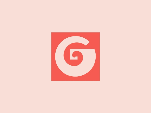 The Generale Bank logo is a minimalist design featuring a bold and modern 'G' created with sharp lines and curves. The solid, white letter sits centrally against a vibrant, flat, coral red square background. The 'G' has a geometric quality with its upper case form and is designed with a cutout that cleverly contributes to reading the letter correctly. The contrast between the bright white and the bold red makes the logo pop, indicative of a brand that aims to be seen as energetic and confident.