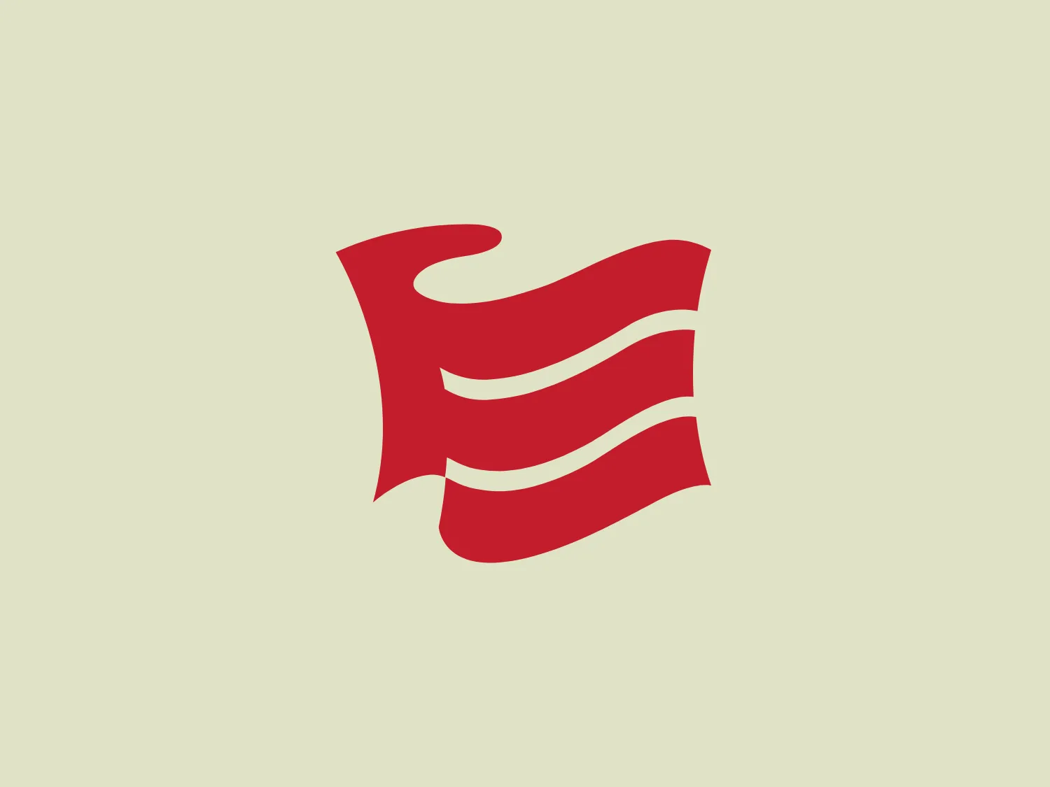 The Essex Bank logo showcases an abstract, stylized design with red wave-like shapes. Four curved lines create a flowing and dynamic movement resembling a flag or a flame in motion. The modern and minimalist aesthetic, along with the bold red hue, captures attention, ensuring versatility and ease of recognition. The flowing lines convey a sense of fluidity and energy, aligning with innovation and progressiveness.