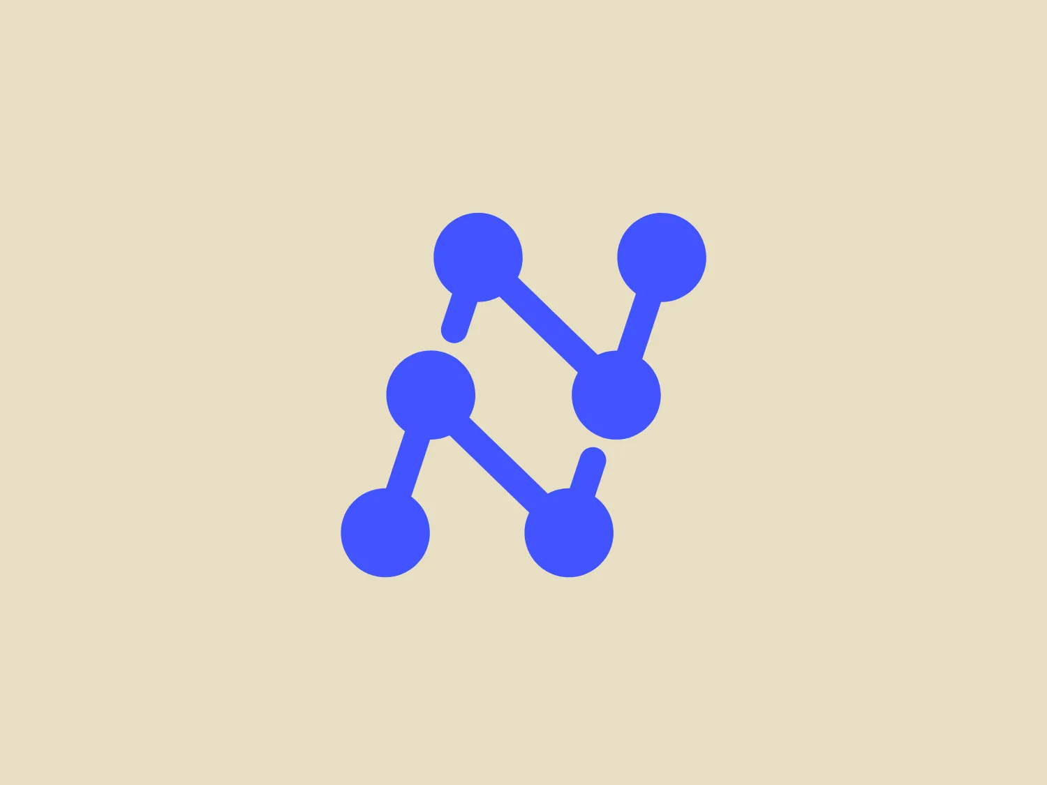 The Nanonets logo is a minimalist design featuring an abstract molecular structure with a modern and flat aesthetic. Consisting of five circles representing atoms connected by lines illustrating bonds, the logo incorporates two diagonally oriented lines for a sense of three-dimensionality. Using a vibrant shade of blue, the design contributes to a clean and scientific feel. It's recommended to pair this contemporary and blue-toned logo with a complementary neutral background to enhance its simplicity.