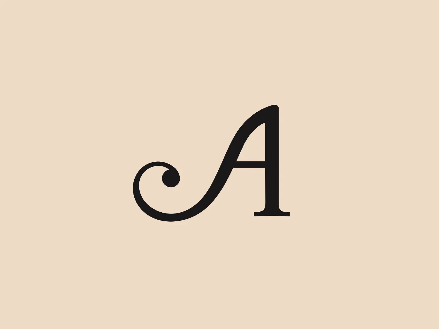 The Antipodes logo showcases a stylized "A" with a classic and elegant design. The character combines a crisp, serif font for its primary vertical and horizontal lines with a whimsical, curling element at the beginning of the letter, adding a decorative flourish. Executed in a bold black color, the logo combines traditional elegance with a touch of creative flair, embodying a balance between formality and artistic expression. To complement this design, a neutral background that doesn't compete with the logo's elegance would be appropriate.