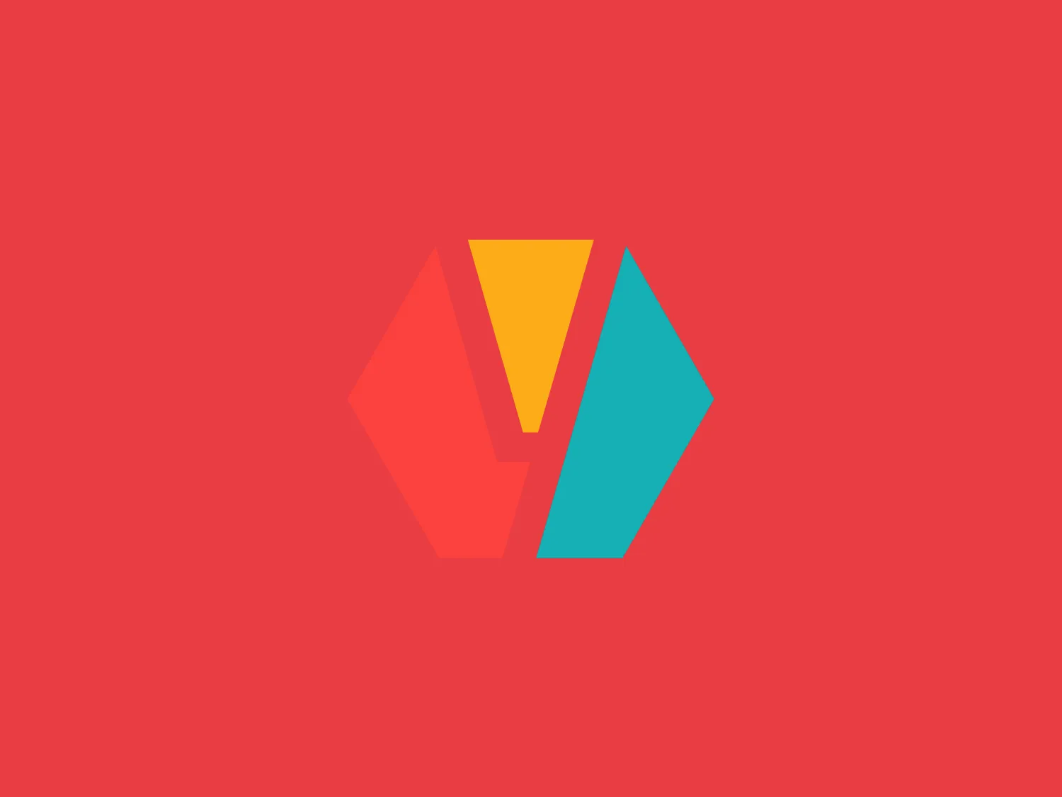 The Younium logo features three stylized geometric shapes resembling shards or crystals. The left icon is a bright coral red, the central one is a mustard yellow, and the right one is a teal. These shapes create a circular flow suggesting unity or a dynamic process. The overall aesthetic is modern and minimalistic, using flat colors and simple forms without gradients or shading, and all components have sharp angles and flat surfaces, giving the logo an edgy, contemporary feel. It is a versatile design that could represent a variety of modern, energetic, and forward-thinking brands. The hexcode for the coral red color is #F7DED6.