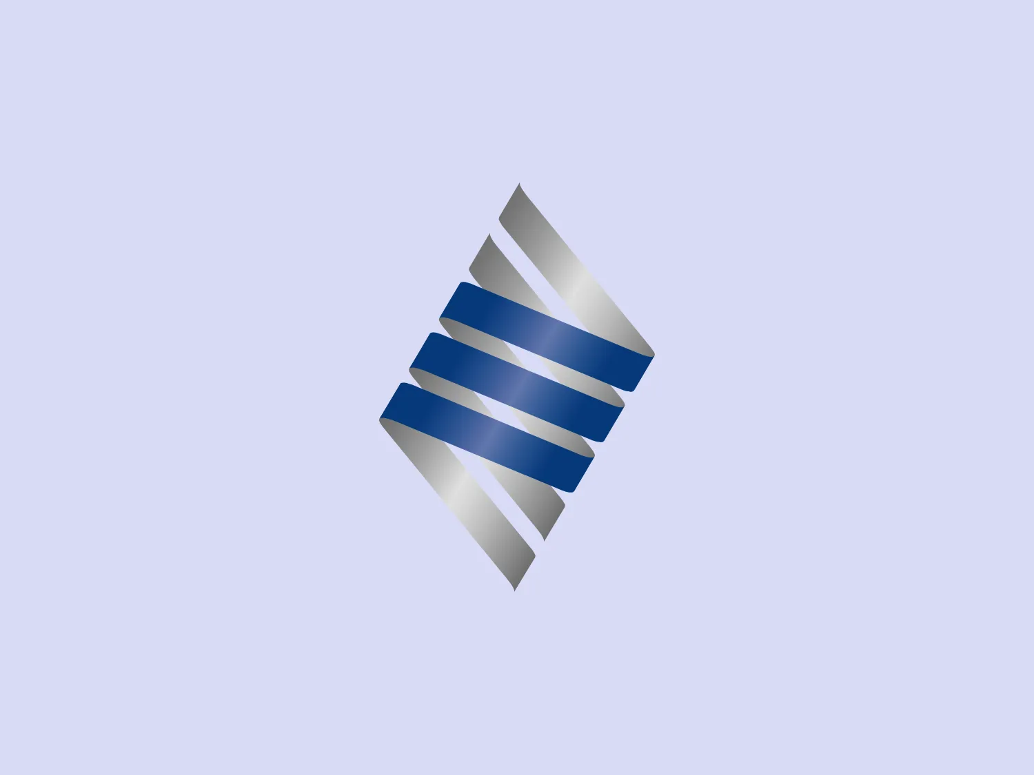 The Emerson logo features a stylized geometric design resembling an abstract diamond or stack of chevrons. It includes four parallel stripes that alternate between a rich gradient of blues and metallic silver, conveying a sense of dynamism and sophistication. The stripes have a three-dimensional appearance, as if they are layered or interwoven, giving the logo depth and a modern, sleek appearance. The overall aesthetic is clean, corporate, and could be associated with industries like technology, finance, or consultancy.