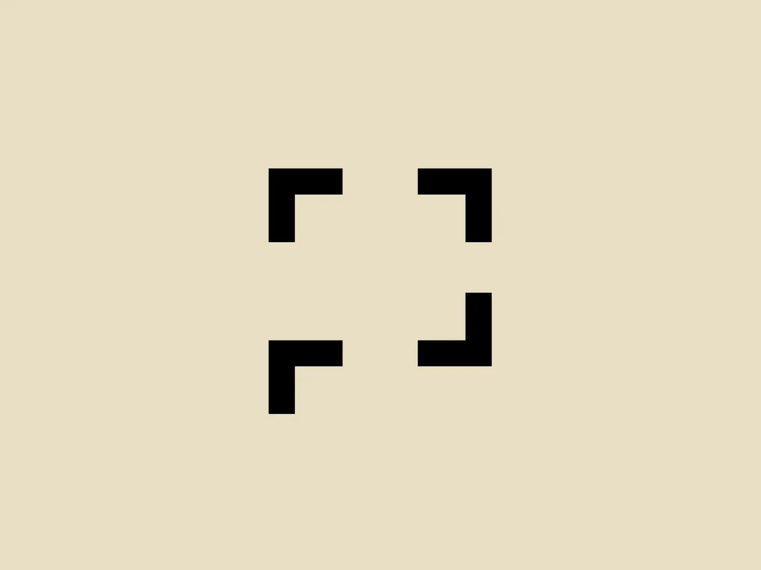 The Framepage logo showcases a modern and minimalist aesthetic, featuring four black, thick, right-angled shapes arranged geometrically to create a negative space resembling a central square. The design focuses on symmetry and clever use of negative space, resulting in a sleek and abstract representation.