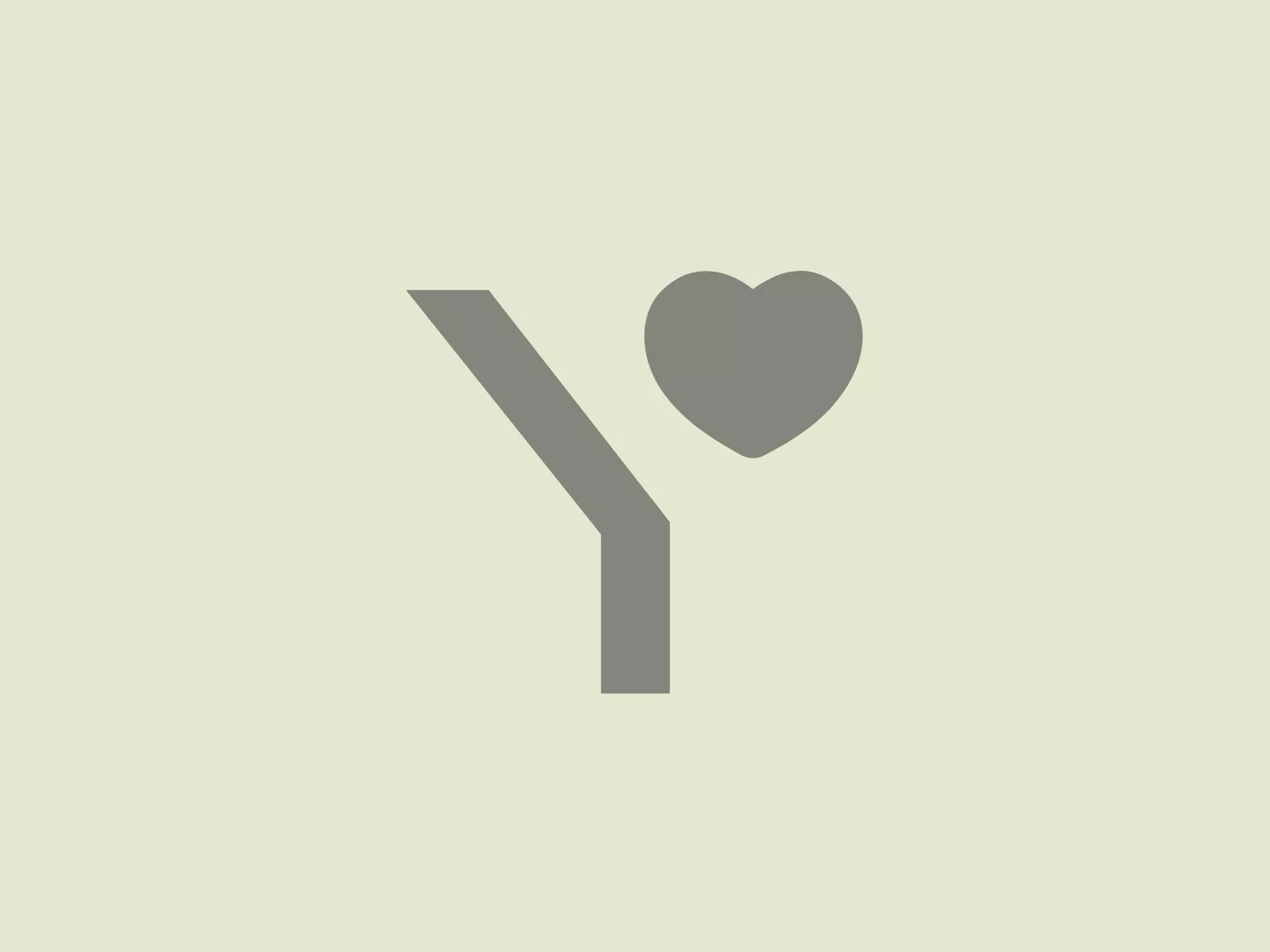 This logo for Yes I Du features a minimalist and modern design, with a stylized grey letter 'Y' on the left and a grey heart shape on the right, representing affection or love. The figures align along their top edges, creating a sense of balance. The 'Y' is depicted with a geometric, clean line, while the heart has a soft, rounded form, contrasting with the angularity of the 'Y'. The simplicity of the design allows for versatile use across various platforms.