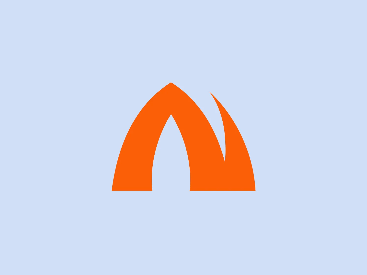 The Neilson logo features a minimalist, bright orange depiction of three peaks representing a mountain. The tallest center peak is the most prominent, with smooth, modern lines. A swift, white line cuts through the center peak, adding dynamism and suggesting a snow-capped summit or a path. The bold, solid hue and simplicity make it adaptable for various applications.