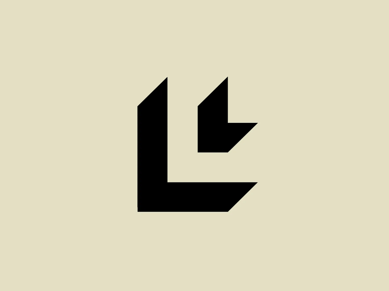The Luzidlab logo is a stylized black letter 'L' shaped by geometric segments including a vertical rectangle and two right-angled triangles. The design is modern and minimalist, using simple, bold shapes to create a distinctive mark. It has a clean, sharp aesthetic with negative space within the triangles adding a dynamic edge. The logo's angular features suggest precision and a forward-thinking nature.