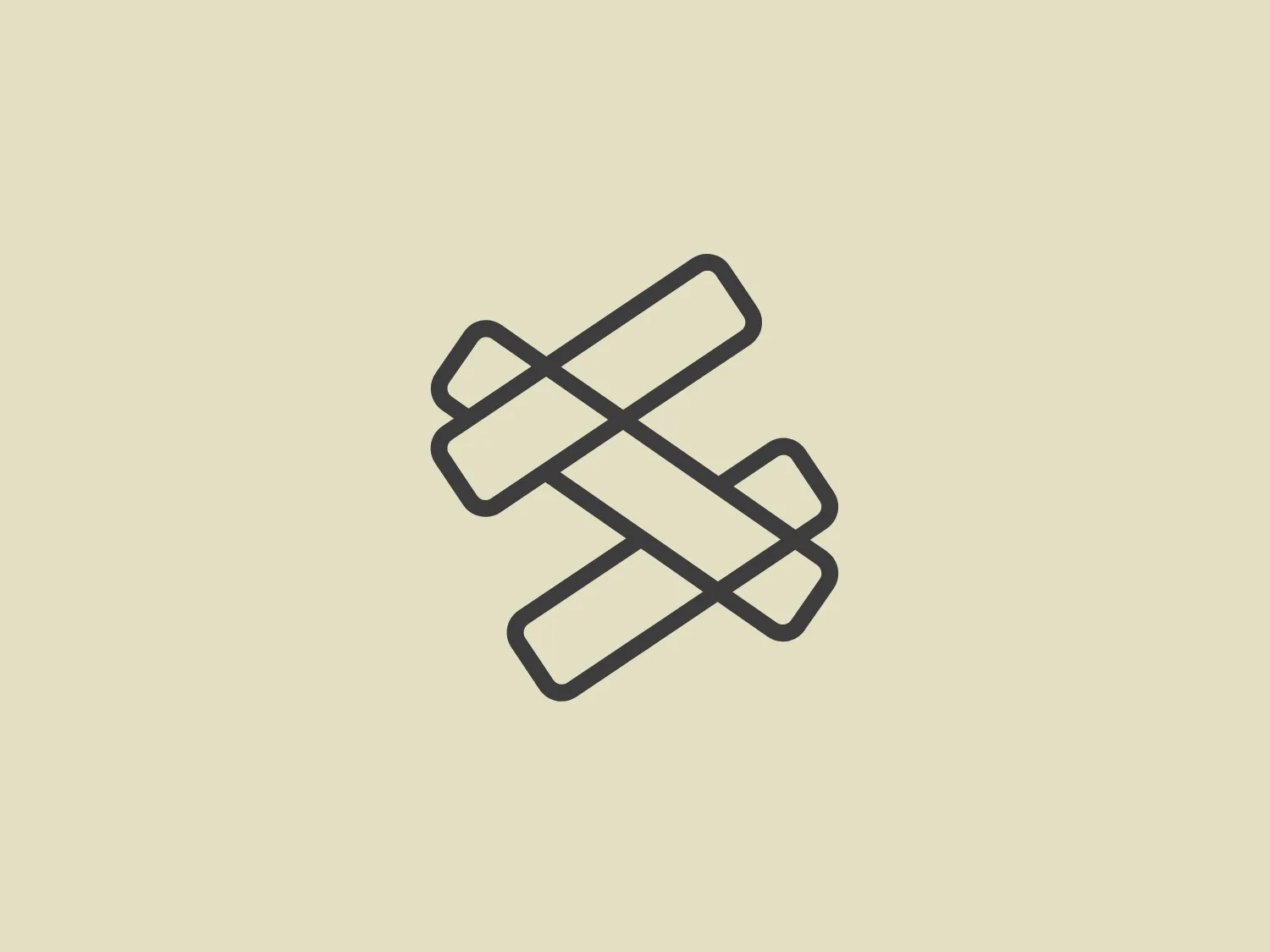 SOWA's logo features a minimalist, linear design with four elongated rectangles arranged in a crisscross pattern, forming a central square. The rectangles have a uniform width and slightly rounded corners, creating a sleek and modern feel. The logo uses a monochromatic color scheme with soft, dark gray outlines, suggesting its versatility for various applications. Its simplicity and subtleness evoke elegance and contemporary sophistication.