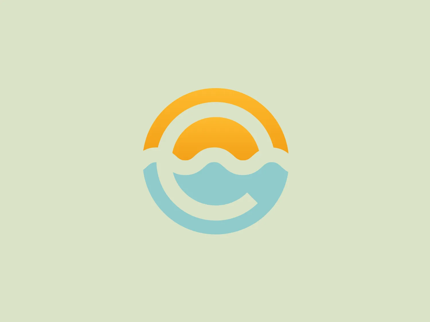The eSopot logo features a stylized depiction of a sun and waves. The upper half consists of a semi-circular, yellow sun-like shape with a warm gradient, suggesting a sunrise or sunset. Below, two layers of wavy lines in shades of light blue and aqua represent water or waves, creating a harmonious contrast with the sun. The use of negative space between the waves enhances the fluidity of the design. The color palette is calm and inviting, and the overall design conveys a sense of tranquility and natural beauty, often associated with the ocean and sunny weather.