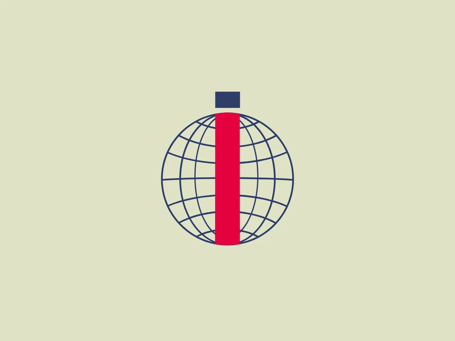 The Indusa logo features a stylized globe with longitude and latitude lines, combined with a prominent red stripe running top to bottom, slightly left of center, symbolizing connection or a prime meridian. The globe is encased in a circular form, and above it sits a small blue square, perhaps representing a satellite or other marker. The design utilizes a minimalistic and modern approach with clean lines and uses a color palette of red, blue, and white. The design aesthetics imply a focus on global presence and connectivity.