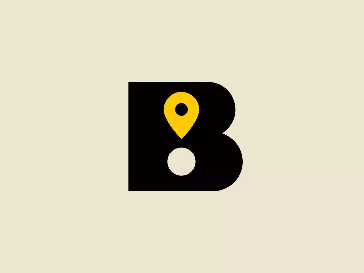 The BaseRide Technologies logo features a modern and simple design that primarily uses the color black as its base and a vivid yellow for its featured icon. It consists of a bold, sans-serif letter "B" in solid black with a clean cut. Within the negative space of the lower part of the "B," there is a circular white dot that stands out against the expansive black area. The logo also includes a distinctive yellow location pin overlaid at the top curve of the "B," suggesting themes of positioning, mapping, or navigation. The overall aesthetic is minimalist and would likely stand out well for a tech or location-based service or application.