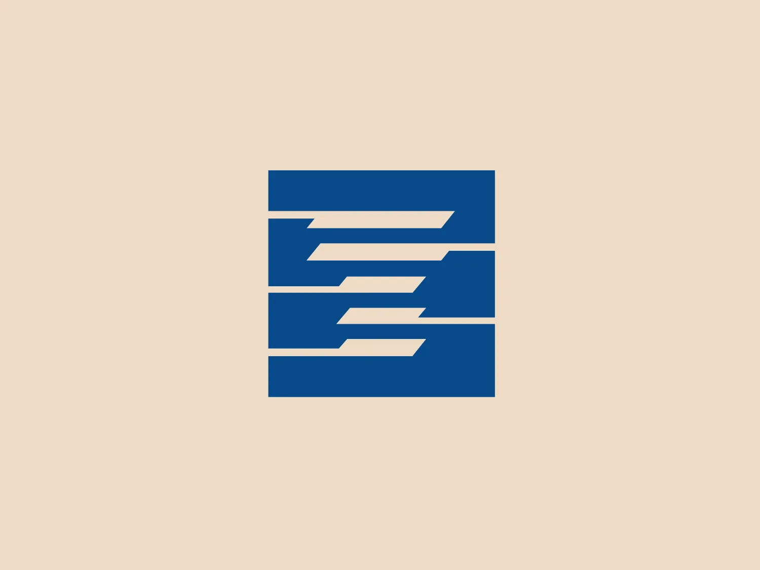 The design presented for TACT is a bold, blue graphic featuring a stylized letter 'E' constructed from horizontal bars arranged in a square formation. Negative space creates the impression of the letter. The design aesthetic is modern and minimalist, relying on strong geometric shapes and a monochrome color scheme. The blue is vivid and would stand out against a neutral background. The simplicity and clarity of the design make it versatile and easily recognizable.