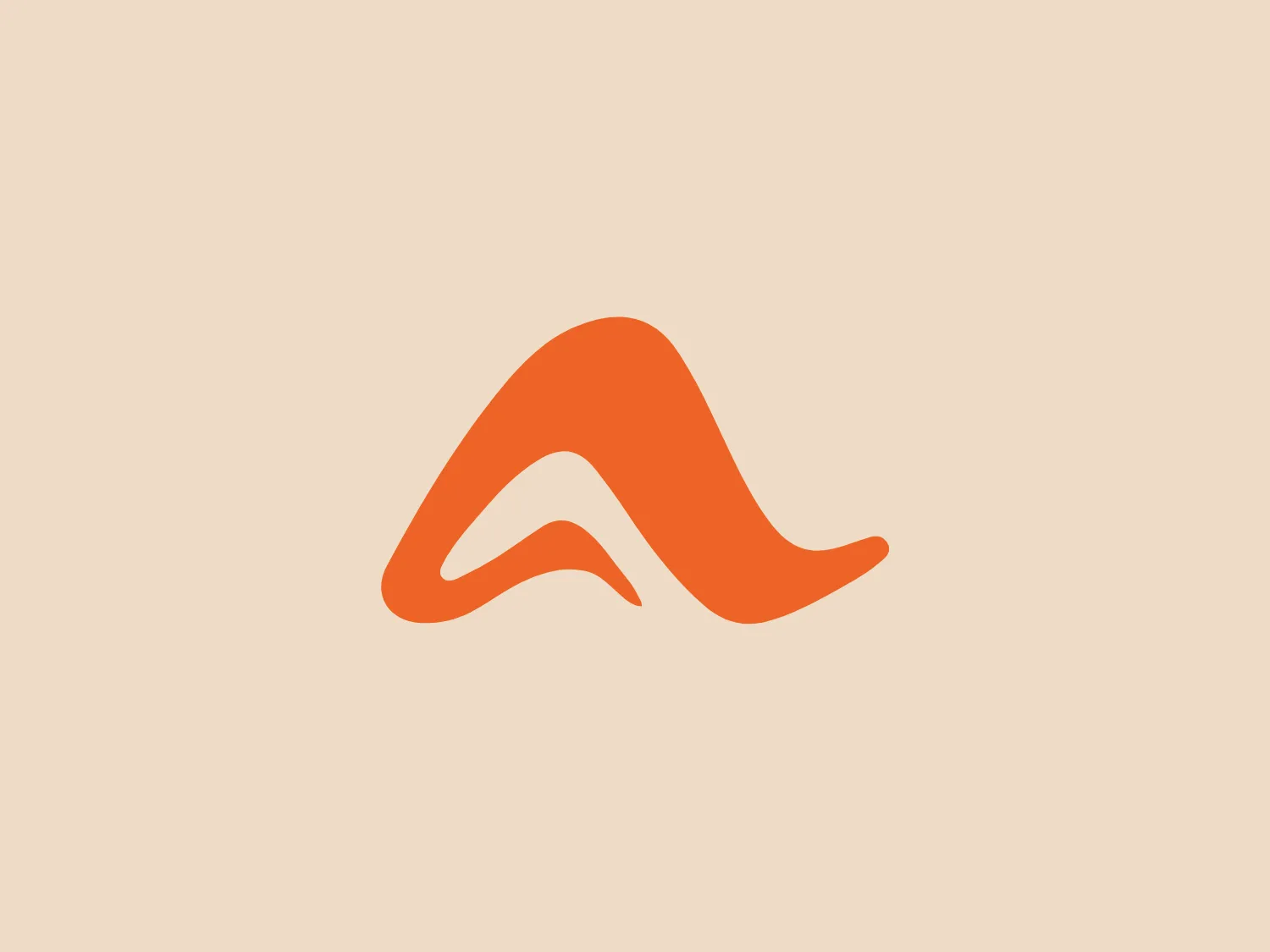 The Adara logo is a stylized letter resembling an abstract "M" or a mountain range, with fluid, soft curves giving it a dynamic yet simple appearance. The vibrant shade of orange conveys energy and creativity, while the sleek, minimalist design suggests a modern and possibly tech-savvy brand. The negative space creates an interesting effect, almost like a path or a river flowing through the contour of the figure. This logo would stand out particularly well against a light and subtle background.