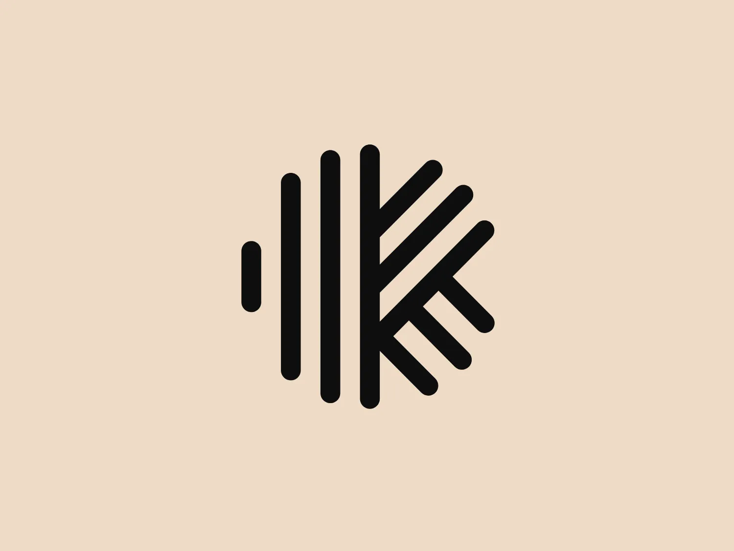 The Karbon logo is a stylized monochromatic emblem with vertical and slanting bars forming a shape reminiscent of a directional arrow pointing to the right and an abstract representation of the letter "K". The design consists of bold black solid lines of varying thickness and orientation. The bars on the left are straight and vertical, while the bars on the right converge at different angles, creating a dynamic sense of movement. The overall design aesthetic is modern, clean, and easily recognizable, contrasting well on a subtle, light background.