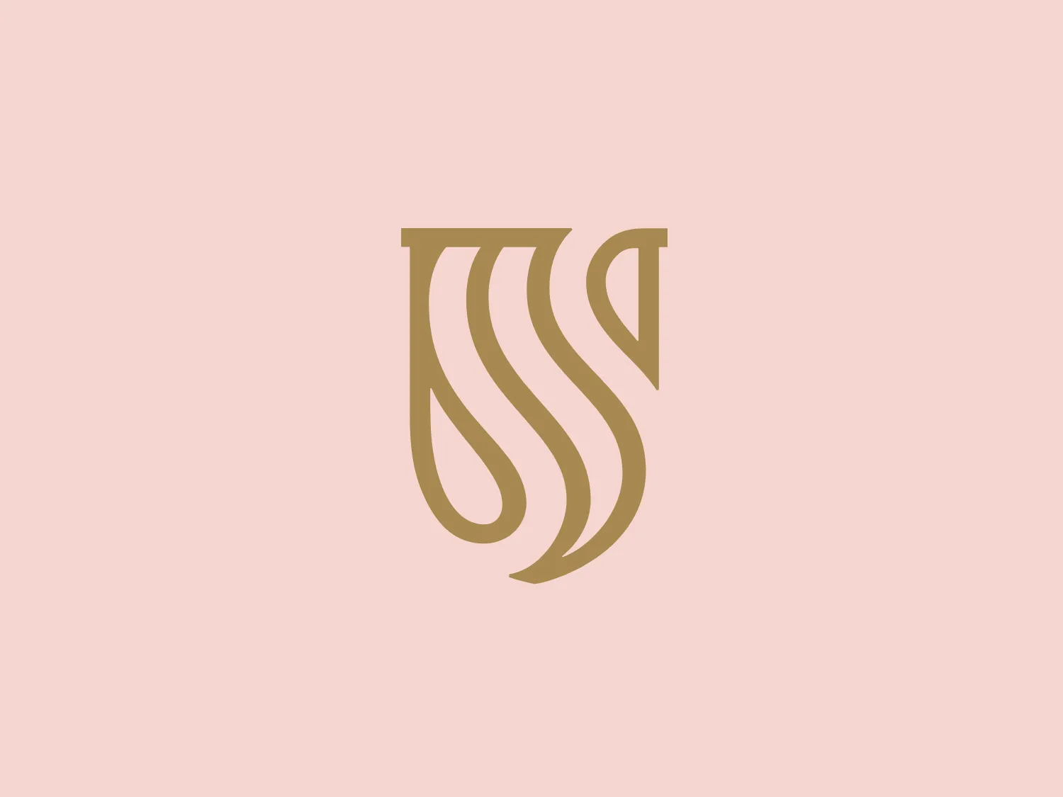The Stellenbosch University logo consists of stylized, flowing lines forming what appears to be a combination of letters or abstract shapes, predominantly in a soft, gold hue. The design displays an elegant and modern aesthetic, with the curves suggesting a sense of movement or fluidity. The gold color gives the logo a premium and sophisticated feel. There are no sharp edges; every line and curve flows gently into the next, contributing to the overall sleek and polished appearance.