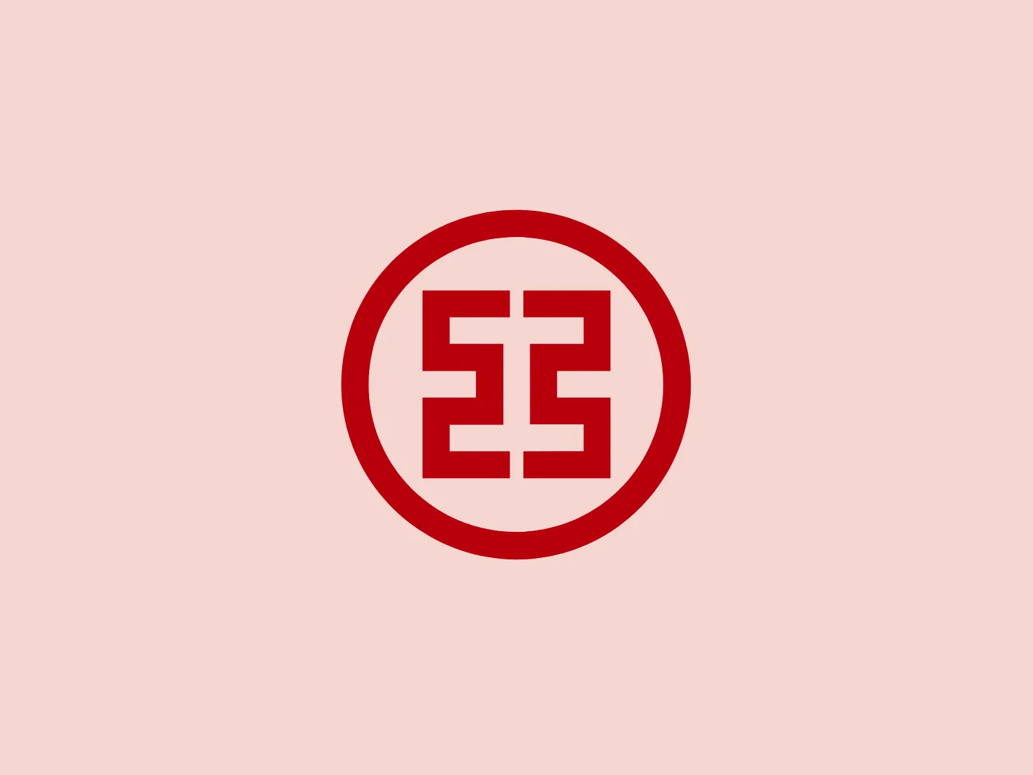 The ICBC logo features a bold red stylized emblem centered within a red circular border. The emblem resembles a geometric figure resembling a labyrinth or a stylized character, made up of right angles and straight lines that interlock in a symmetrical pattern. The logo's aesthetic is clean and minimalistic, with the intense red providing a striking contrast that would stand out on a variety of backgrounds. Given the colors present in the ICBC logo, a background that provides a soft contrast while highlighting the red would be suitable.