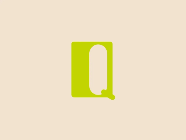 The Q Square logo features a bold and stylized letter 'Q' with a chat bubble design, symbolizing communication. The primary squarish shape with rounded corners gives it a modern and friendly appearance. Its vibrant lime green color exudes energy and freshness. The clever use of negative space to form the tail of the 'Q' and integrate it into the square shape adds visual interest. A subtle background color that complements the design is recommended.