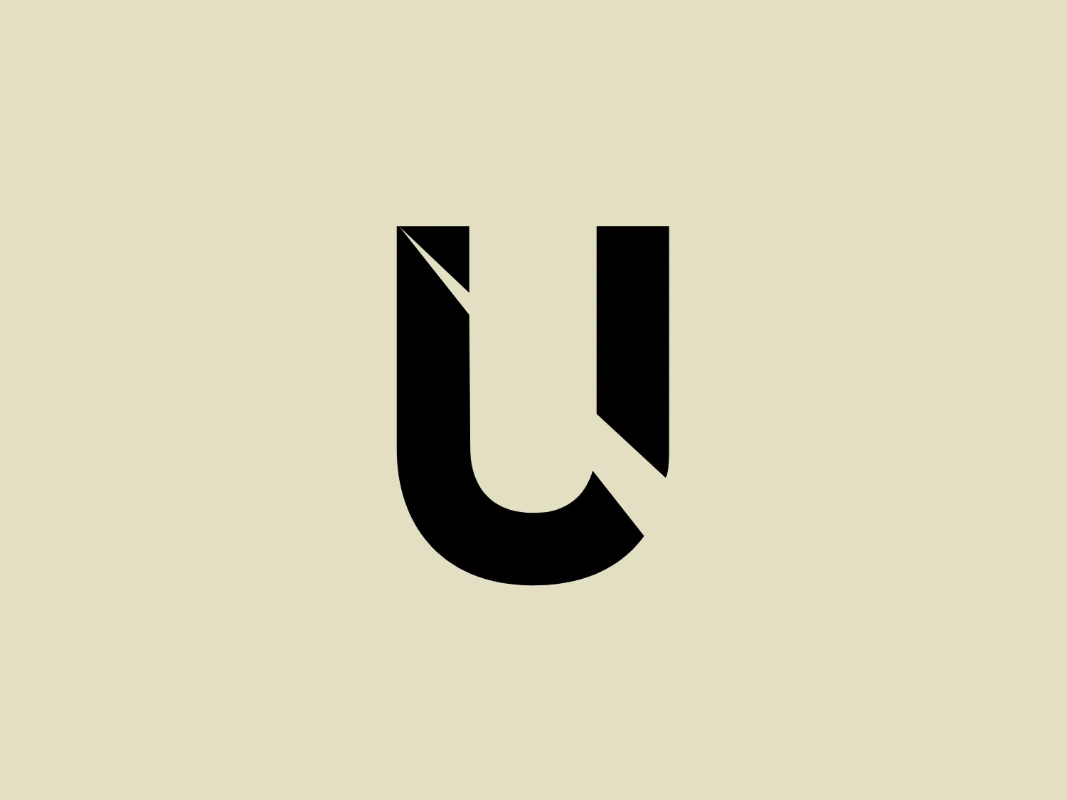 The Music at the Unicorn logo features a modern and minimalist stylized 'U' letter in black and white, with a dynamic cut on its upper left part that adds a distinctive character. The negative space and balanced contrast between solid black and white create a striking visual, while the rounded edges soften its appearance, maintaining a strong presence.