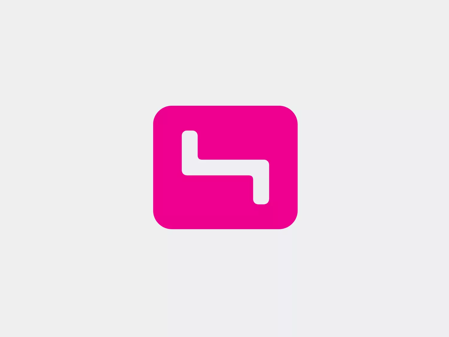 The logo for Puls 4 features a modern and minimalist design. It includes a bold, white, right-angled shape resembling an abstract letter "L," set against a vibrant fuchsia square background with rounded corners. The simplicity of the geometric shape creates a striking contrast with the vivid background color, aligning with contemporary trends in logo design.