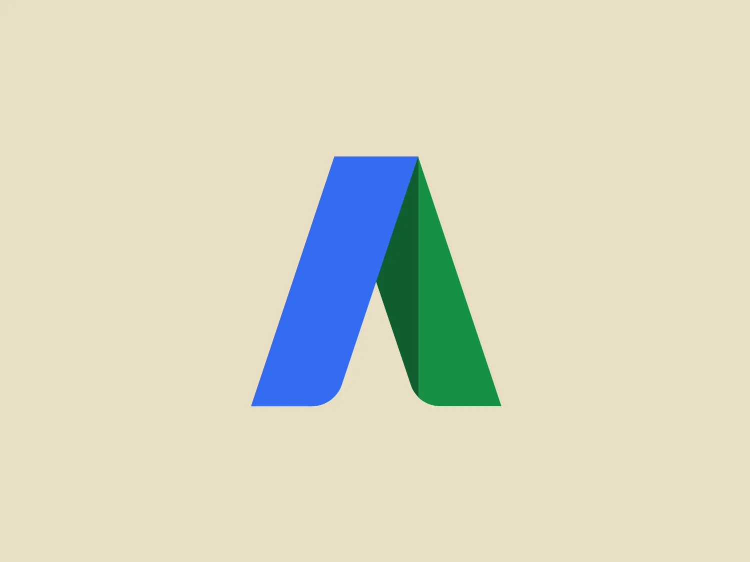 The AdWords logo presents a stylized letter 'A' formed by combining two right-angled shapes. The left shape is a vibrant shade of blue, while the right shape is a deep, rich green, both with a glossy finish. The design aesthetic is modern and minimalistic, with clean lines and bold colors, giving it a striking appearance. The right angle of each shape suggests stability and strength, and the combination signifies unity or collaboration. The absence of additional embellishments or text allows the symbol to stand out and be easily recognizable.