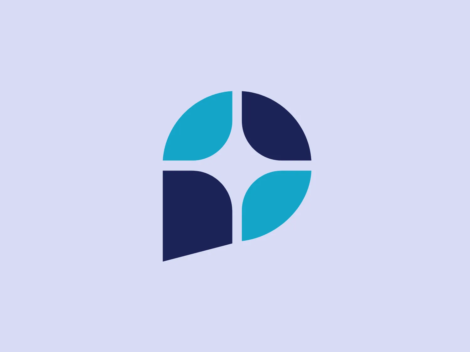 The Pace Fiduciary logo features a modern circular icon divided into four segments. Two segments are deep navy blue (#003366) and the other two are bright turquoise (#00AFCC), creating a contrast. Curved lines and white separators define each section. The minimalist design with bold color contrasts gives the mark a strong visual presence, and makes it versatile across different mediums.