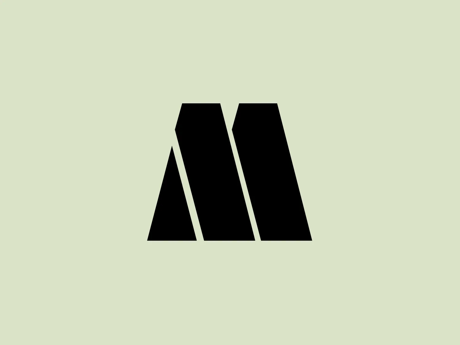 The Motown logo features three black geometric shapes - two parallelograms and one triangle - arranged on a white background. The solid black shapes have clean, sharp edges, giving the logo a modern and minimalist aesthetic. Their arrangement resembles an abstract letter "M." The shapes have two-dimensional flat surfaces with no gradients or shading, emphasizing simplicity and bold contrast.