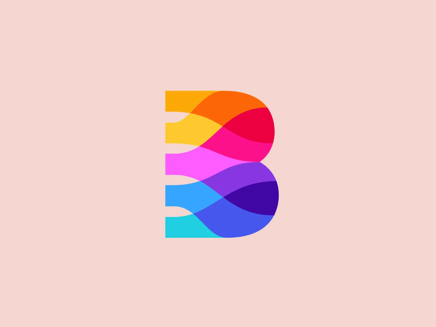 The Bennett Institute logo features a stylized letter 'B' composed of vibrant, overlapping layers that create a gradient effect. The design transitions from a vivid yellow at the top through shades of pink, red, and purple, to a deep blue at the bottom, suggesting both warmth and coolness. This creates a visual illusion of depth and dimensionality. The curves of the 'B' are smooth, and the transition between colors is seamless, giving the emblem a dynamic and modern aesthetic. The whitespace within the emblem cleverly forms two hidden 'B's, lending to the logo's sophistication and thought-provoking quality.