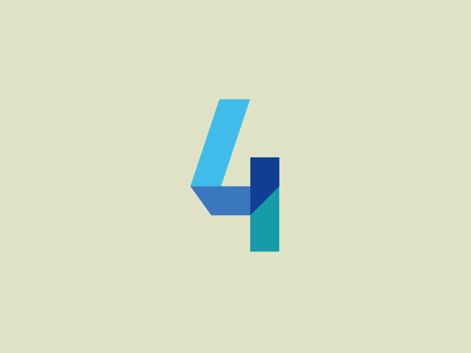 The Nelonen logo features a stylized numeral "4" with geometric qualities. The design is minimalistic, composed of two distinct parts with sharp angles and flat surfaces. The top segment is a lighter shade of blue, using a gradient that transitions from a medium blue to a lighter tone, creating a sense of dimension. The bottom segment is a darker teal or sea-green color, which contrasts the blue, adding depth to the design. The overall aesthetic is modern and sleek, suggestive of technology or innovation. The flat design and use of gradient shades give it a clean, professional appearance.