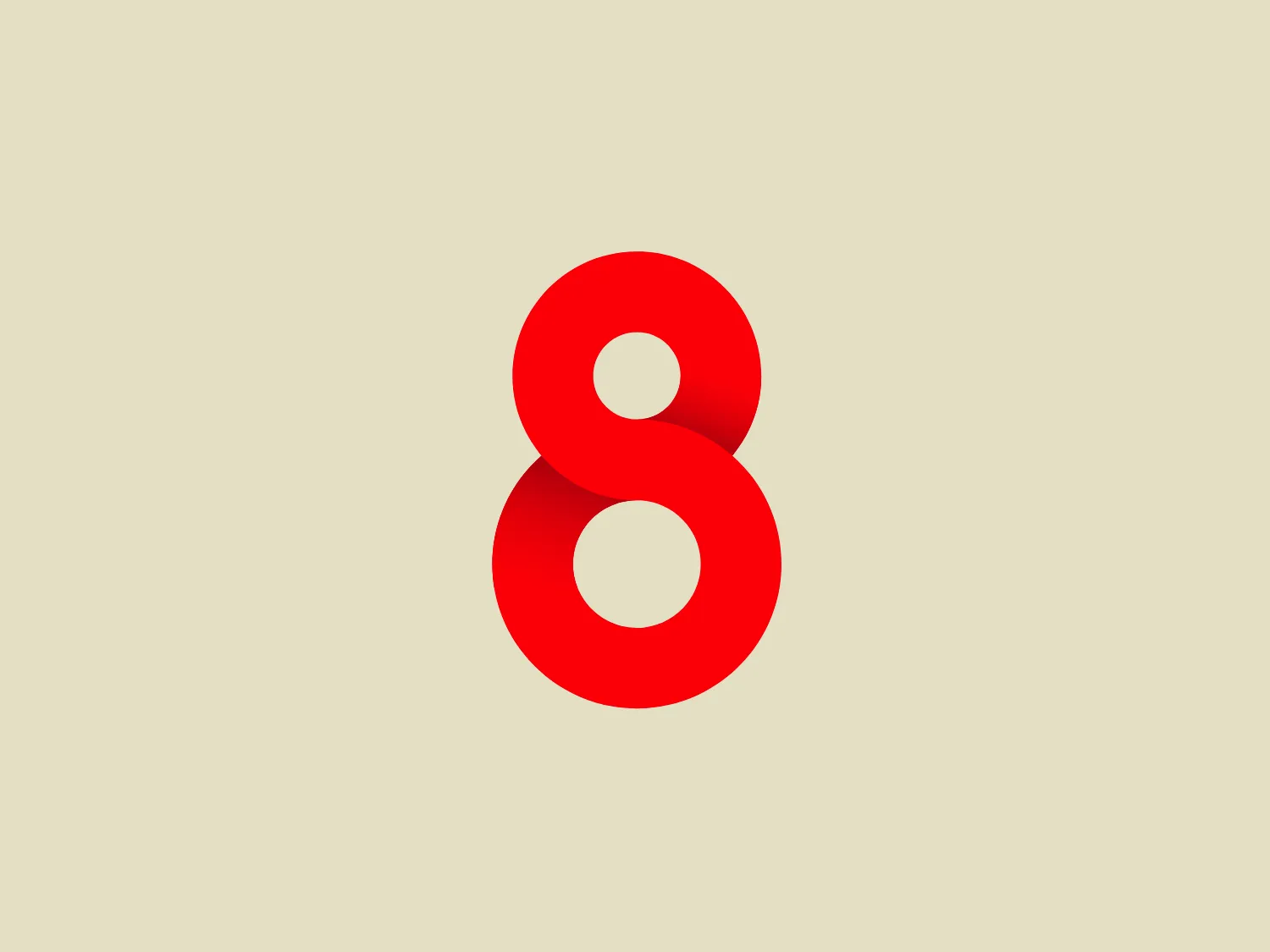 The TV8 Televizija logo features a bold, red number "8" as the central element, which is stylized with smooth, curving lines for a modern, minimalistic appearance. The perfectly symmetrical top and bottom loops convey a sense of harmony and continuity. The solid, vivid red color stands out and conveys a sense of energy. The clean, contemporary vibe is enhanced by the absence of additional embellishments or text.