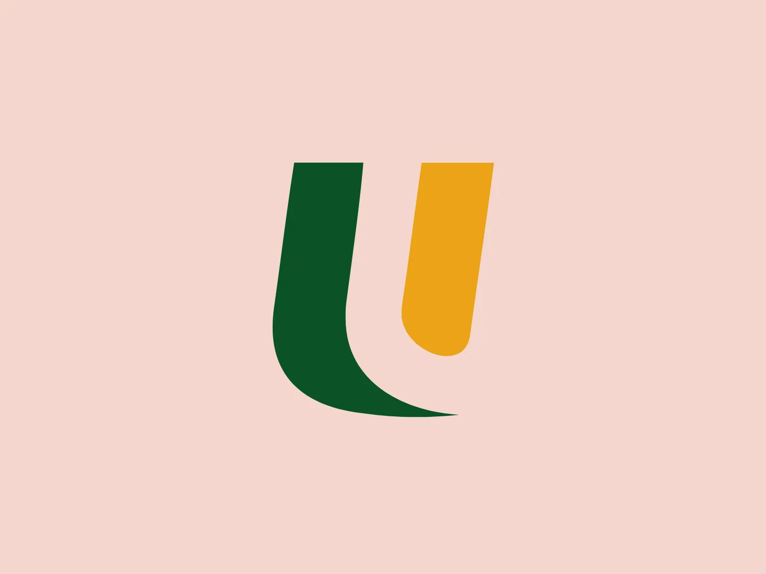 The United Fidelity Bank logo features a stylized design of two abstract shapes forming the letter 'U.' One segment is a dark forest green, while the other is a bright, golden yellow, creating a modern and bold contrast. The design has crisp, clean edges and a seamless blend between the colors, giving a sense of fluidity and movement. This contemporary logo is simple yet visually striking, suitable for various branding purposes.