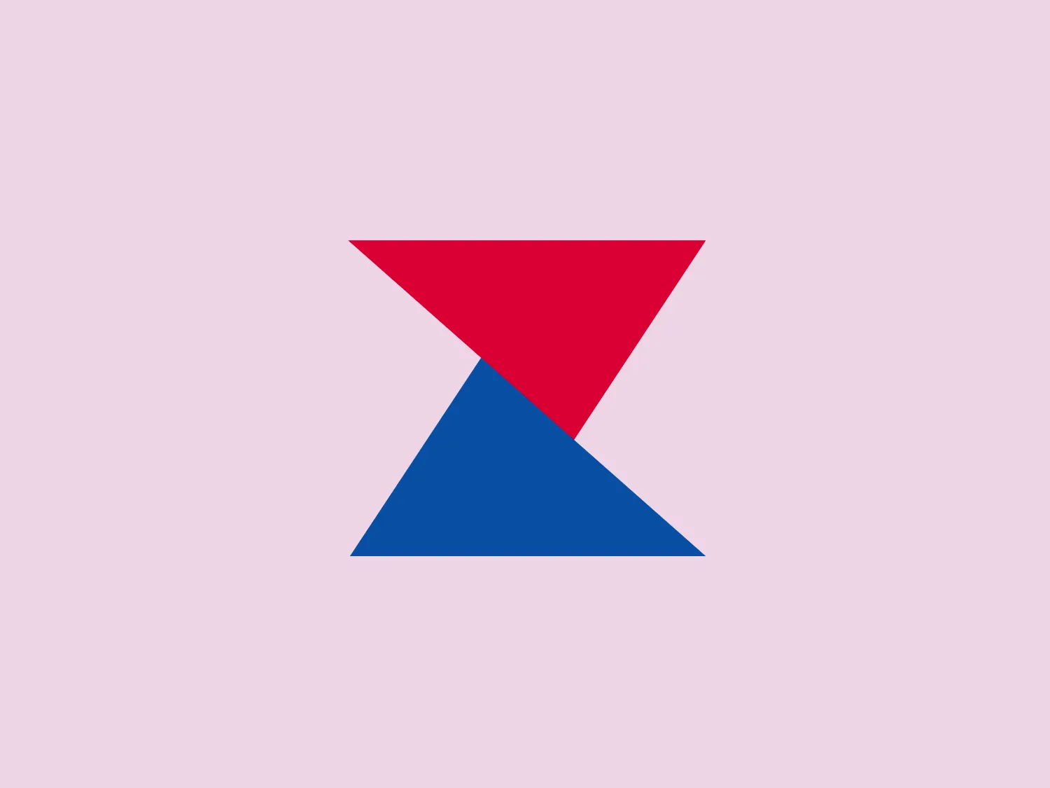 The Zaizi logo features an hourglass-like shape formed by two large triangles pointing towards each other; one vibrant red at the top and the other in a deep blue at the bottom. The design is simple and symmetrical, creating a balanced and stable feel. The use of primary colors indicates a bold and direct branding approach, while its minimalist aesthetic conveys modernity and efficiency.