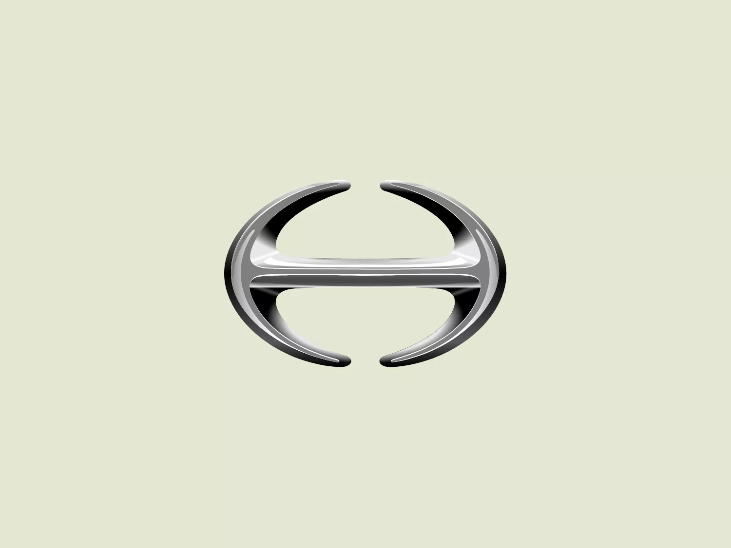 The Hino Motors logo features a sleek, modern design with a symmetrical, abstract form. It consists of four smoothly curved elements, resembling stylized crescent shapes, that are conjoined to form a circular framework around a central void. Two curving lines in the center connect opposite sides of the framework, creating an impression of motion or rotation. The logo's design elements have a metallic finish, with gradients that simulate a chrome effect, adding depth and a three-dimensional quality. The gradients range from pure white to various shades of gray and black, giving the logo a sophisticated and high-tech appearance.
