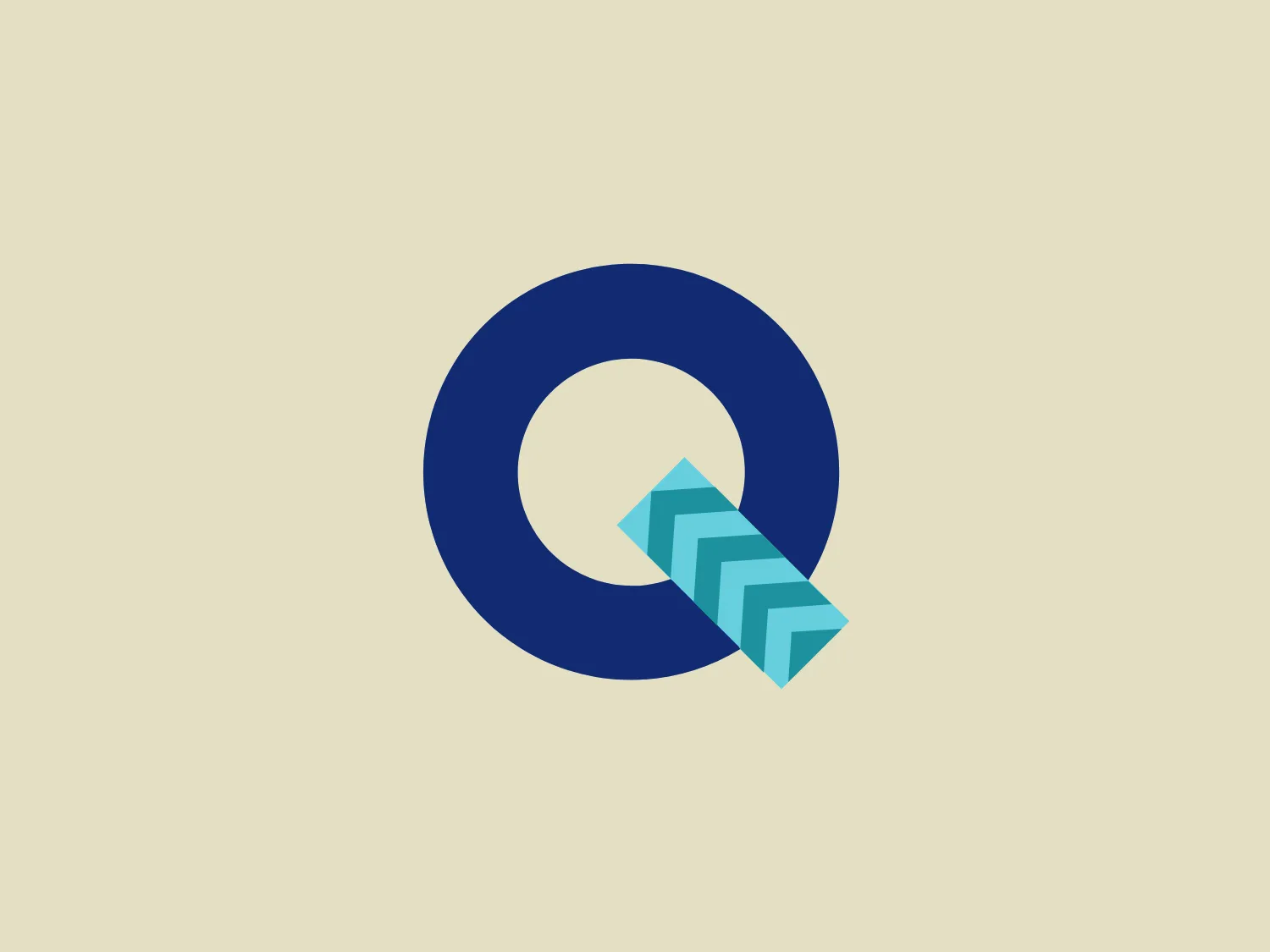 The Qudos Bank logo showcases a dark blue circle with a notched teal arrow piercing its center, pointing upwards and to the right. Comprised of three-dimensional, parallelogram-like shapes, the arrow creates a sense of progression and growth. The design exudes a sleek and modern aesthetic, employing a restrained color palette to convey a professional and dynamic impression. By utilizing geometric shapes and a 3D effect on the arrow, the logo evokes depth and movement, symbolizing innovation and forward momentum.