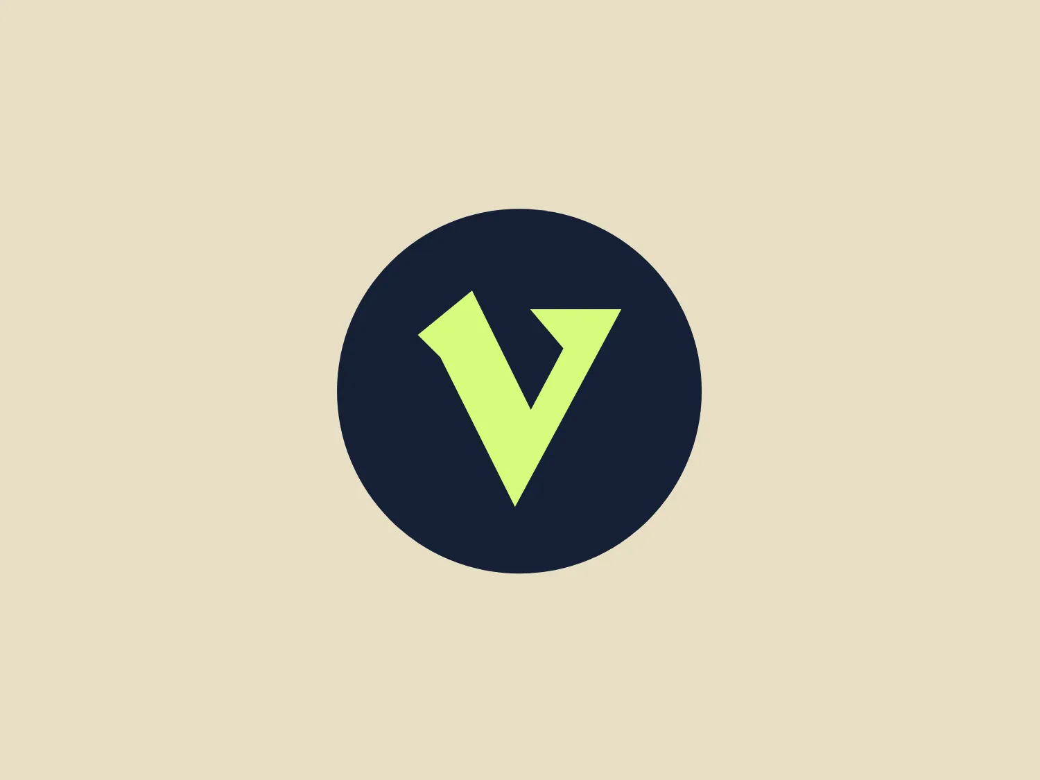 The Viven logo showcases a bright greenish-yellow, stylized letter "V" set against a dark navy blue circular backdrop. The modern and slightly abstract "V" creates an impression of two chevrons or an upward-pointing arrow, symbolizing progress or direction. The minimalist, bold, and contemporary design highlights clean lines and impactful color contrast, making it stand out against a subtle and neutral background.