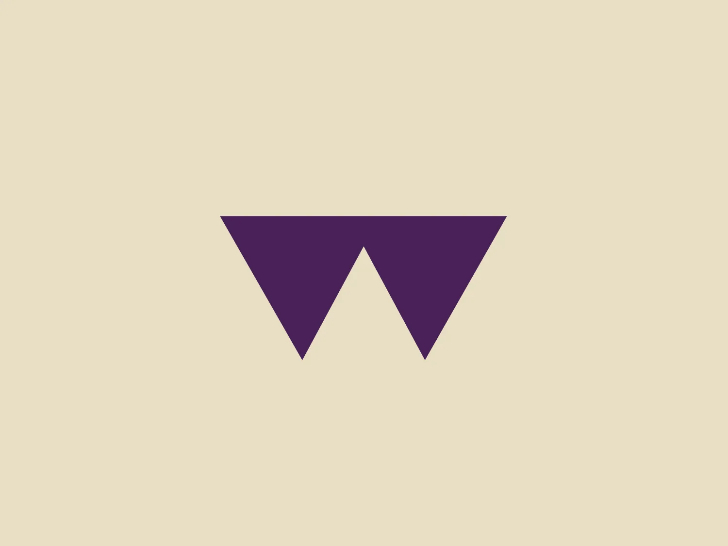 The Warwick University logo features a simple yet bold geometric design, showcasing a stylized letter "W." Comprised of two solid purple triangles in perfect alignment, the negative space forms an inverted triangle at the center, creating the illusion of the letter "W." The minimalist and modern aesthetic, along with the regal and innovative touch of the purple color palette, make this logo stand out. A background that complements its simplicity and sophistication would be an ideal pairing.