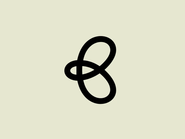 The Bardee logo is a stylized design consisting of two interlocked shapes that appear to be an abstract representation of the infinity symbol. Its contours are smooth and continuous, creating a sense of fluidity and connection. The design is black, simple, and bold against a white background, conveying elegance and modernity. The shapes are reminiscent of loops or ties, suggesting a theme of interconnectivity or eternity. The logo exudes sleekness and simplicity, making it versatile for various applications.