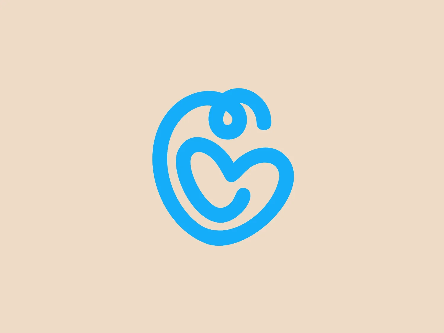 The Mumez logo features a stylized line drawing that resembles an abstract heart, combined with what could be interpreted as a droplet or a leaf motif at its top. It is rendered in a vivid shade of sky blue and has smooth, curving lines that evoke a sense of fluidity and natural grace. The design is minimalist and uses negative space effectively to enhance the characteristics of the shapes. The overall aesthetic is modern, clean, and would be suitable for a brand associated with health, purity, or environmental themes. A backdrop that contrasts gently without overwhelming the blue would complement this logo well.