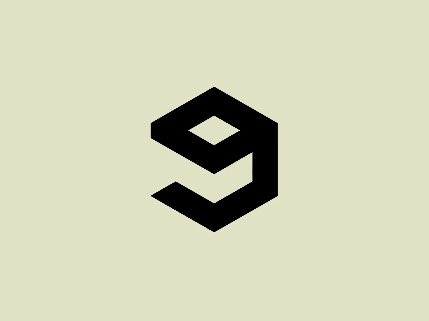 The 9GAG logo is a three-dimensional geometric design comprising stacked and interconnected shapes resembling a stylized letter 'S' or the number '9'. It has a sleek and modern appearance with sharp, angular edges and is entirely filled with a solid black color, creating a bold and striking contrast. The negative space within the center shapes adds an intriguing depth and complexity to the design. Given the monochromatic nature of the logo, a lighter background would complement it well without overwhelming the design.