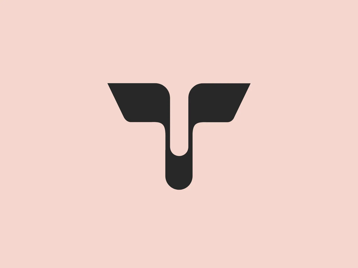The Tohatsu logo features a stylized symbol composed of bold, geometric shapes that resemble an abstract bird or a letter. Predominantly red with a flat, solid color fill, the icon has a modern and straightforward look. The symbol consists of a central vertical element that extends down and two mirrored diagonal elements that spread outward and upward from the center, creating a sense of motion and ascension. The overall design is simple, clean, and easily recognizable.
