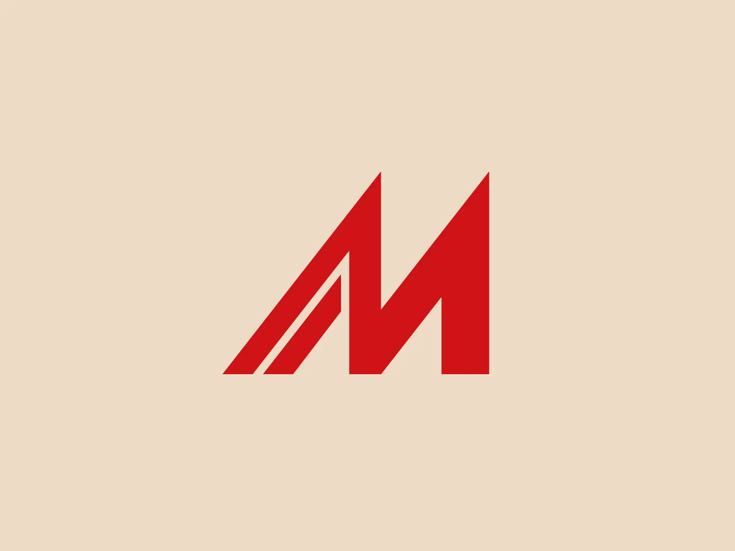 The business logo for Made-in-China features a bold, red, three-dimensional 'M' created from two trapezoids and a triangle. Its sharp angles and symmetry provide a modern and dynamic appearance, while the clean lines and use of negative space enhance its visual impact. This logo would stand out well against a neutral, light background.