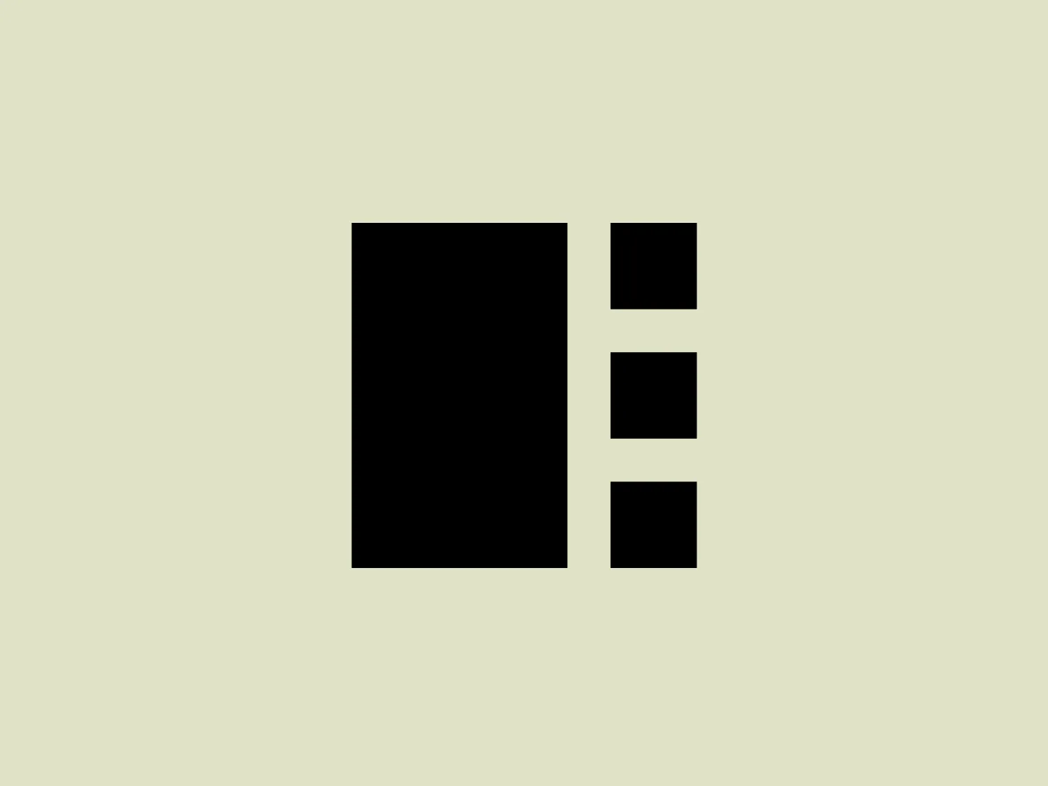 The image displays a logo consisting of two primary elements, a solid black rectangle on the left and three smaller rectangles on the right that align with the right edge of the larger rectangle. The smaller rectangles are arranged vertically at equal intervals and decrease in size from top to bottom. This geometric design has a minimalist and modern aesthetic, using negative space effectively to create a sense of balance and hierarchy. The color contrast between the black shapes and the light background emphasizes the logo's simplicity and clean lines, representing EIFF.