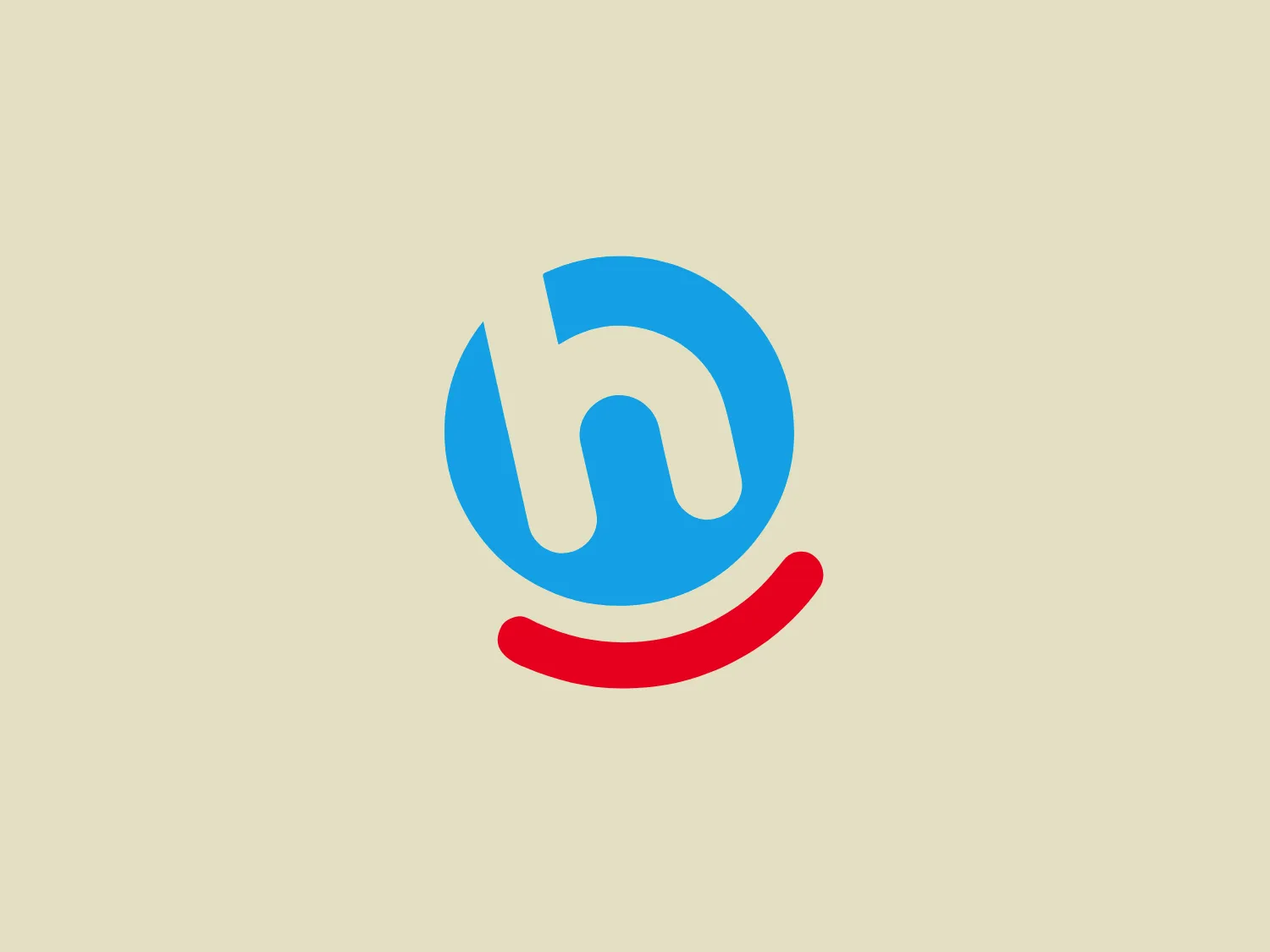 The Hoogvliet logo features a stylized lowercase 'h' in white, set against a vivid blue circular backdrop. The 'h' has a modern and fluid design, with the circular strokes conveying a sense of motion or connectivity. Below the circle, there is a curved red line, adding a contrast that accentuates the dynamism of the logo. The overall design is clean, contemporary, and minimalistic, with a color palette that stands out due to the blue's brightness and the red's warmth.
